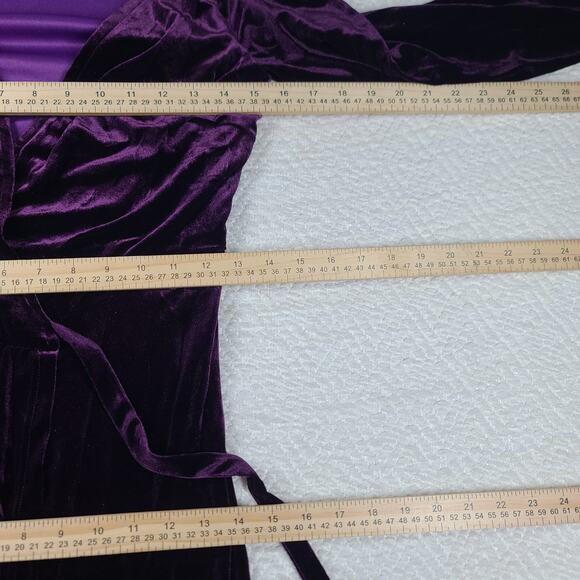 Velvet Maxi wrap Prom Bridesmaid dress Purple Witchy vibes High slit Formal - Picture 8 of 13